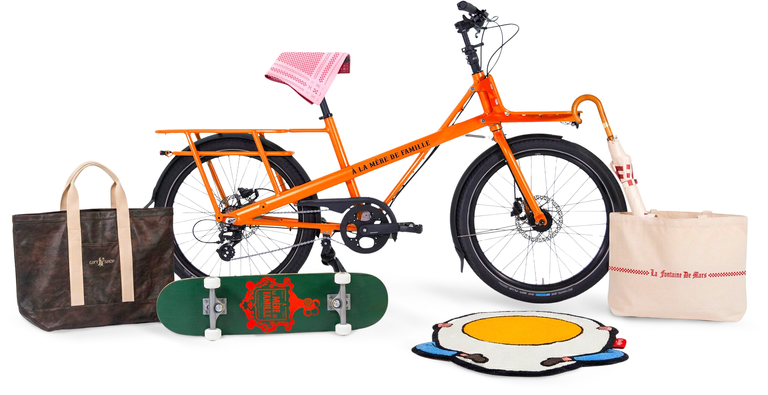 Vélo cargo, tote bags, skateboard et tapis GIFTSHOP