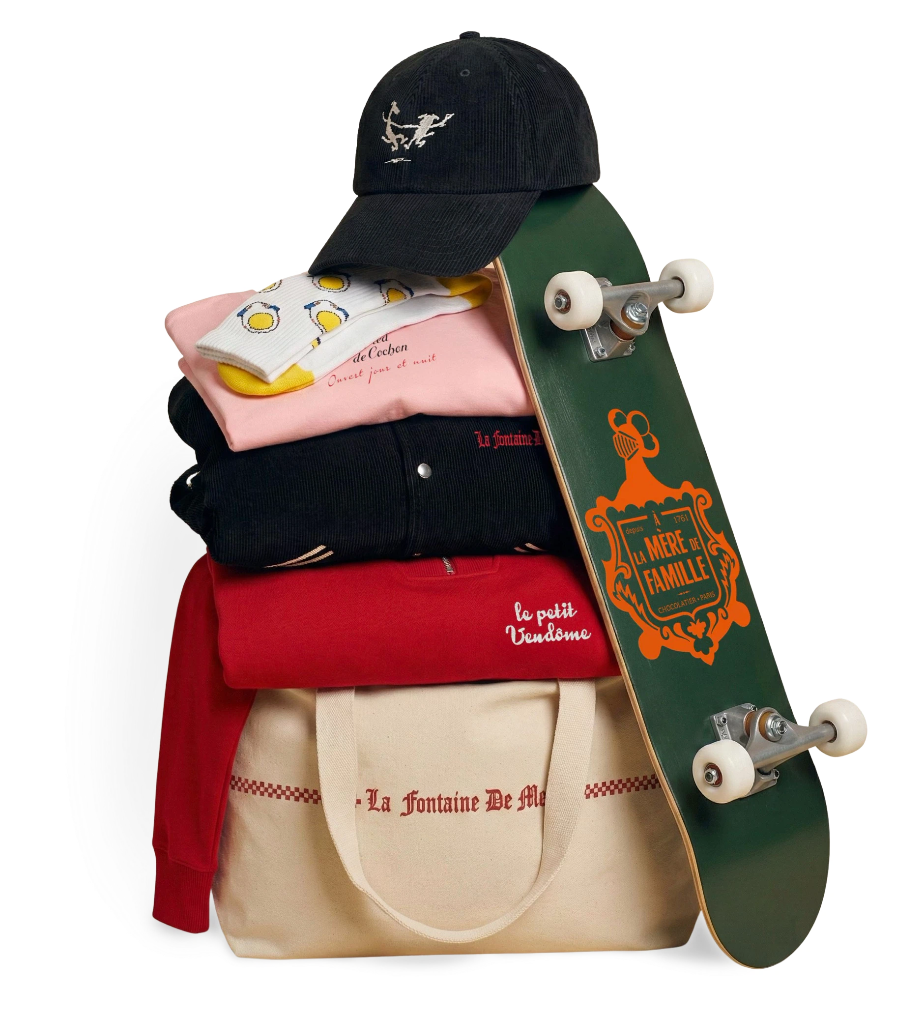 Casquette, sweat, tote bag et skateboard GIFTSHOP